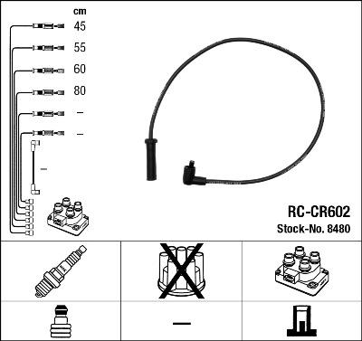 NGK 8480 Číslo výrobce: RC-CR602. EAN: 87295084809.