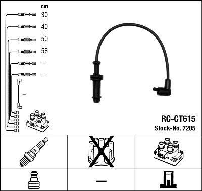 NGK 7285 Číslo výrobce: RC-CT615. EAN: 87295072851.