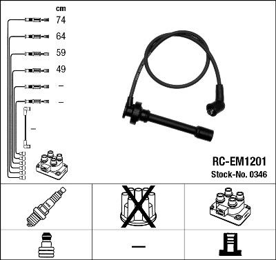 NGK 0346 Číslo výrobce: RC-EM1201. EAN: 87295003466.