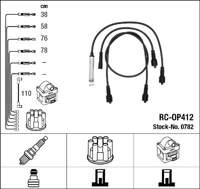NGK 0782 Číslo výrobce: RC-OP412. EAN: 87295007822.