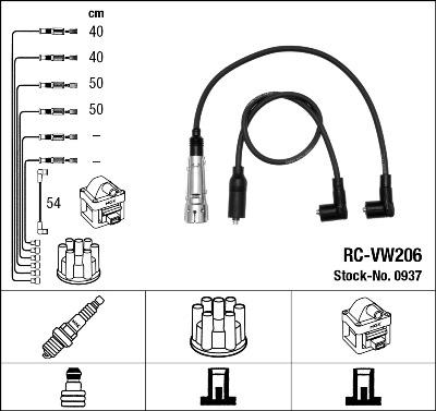 NGK 0937 Číslo výrobce: RC-VW206. EAN: 87295009376.