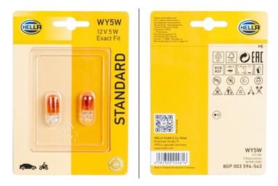 HELLA 8GP 003 594-543 Číslo výrobce: WY5W. EAN: 4082300244816.