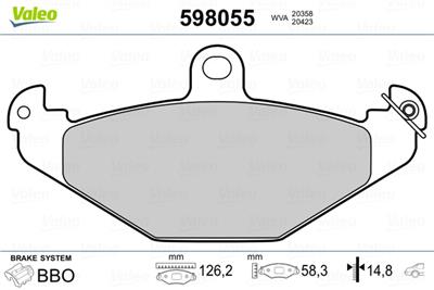 VALEO 598055 Číslo výrobce: 20358. EAN: 3276425980556.
