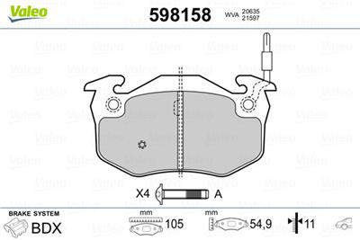 VALEO 598158 Číslo výrobce: 20635. EAN: 3276425981584.
