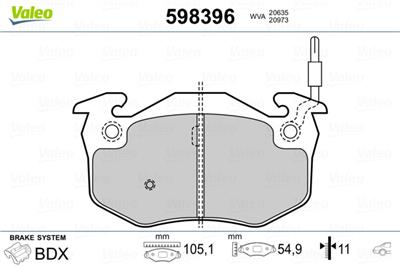 VALEO 598396 Číslo výrobce: 20635. EAN: 3276425983960.