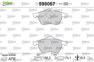 VALEO 598067 Číslo výrobce: 20676. EAN: 3276425980679.