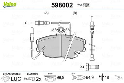 VALEO 598002 Číslo výrobce: 20772. EAN: 3276425980020.