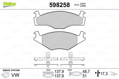 VALEO 598258 Číslo výrobce: 20887. EAN: 3276425982581.