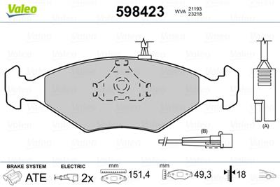 VALEO 598423 Číslo výrobce: 21193. EAN: 3276425984233.
