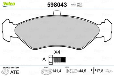 VALEO 598043 Číslo výrobce: 21203. EAN: 3276425980433.