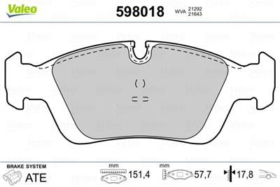 VALEO 598018 Číslo výrobce: 21292. EAN: 3276425980181.