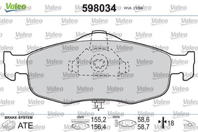 VALEO 598034 Číslo výrobce: 21394. EAN: 3276425980341.