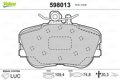 VALEO 598013 Číslo výrobce: 21439. EAN: 3276425980136.
