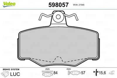 VALEO 598057 Číslo výrobce: 21545. EAN: 3276425980570.