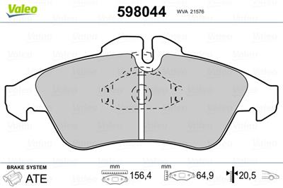 VALEO 598044 Číslo výrobce: 21576. EAN: 3276425980440.