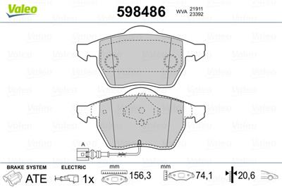 VALEO 598486 Číslo výrobce: 21911. EAN: 3276425984868.