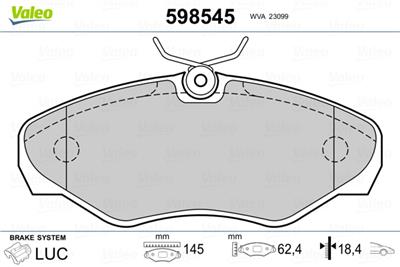 VALEO 598545 Číslo výrobce: 23099. EAN: 3276425985452.