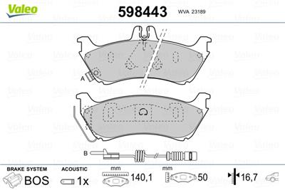 VALEO 598443 Číslo výrobce: 23189. EAN: 3276425984431.