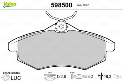 VALEO 598500 Číslo výrobce: 23407. EAN: 3276425985001.