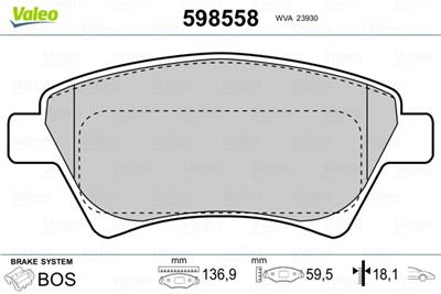 VALEO 598558 Číslo výrobce: 23930. EAN: 3276425985582.