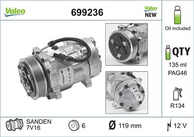 VALEO 699236 Číslo výrobce: SD7V16. EAN: 3276426992367.