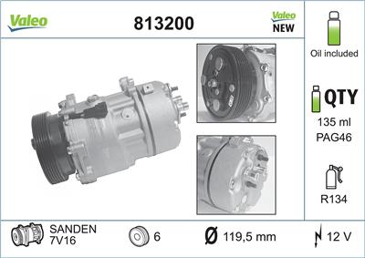 VALEO 813200 Číslo výrobce: SD7V16. EAN: 3276428132006.