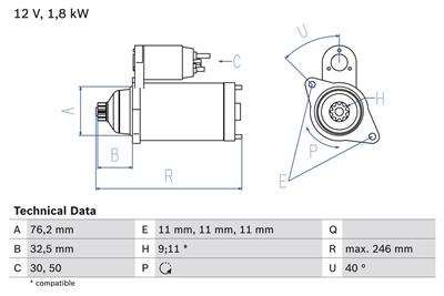 BOSCH 0 986 017 000 Číslo výrobce: 1700. EAN: 3165141082883.