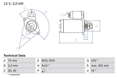 BOSCH 0 986 017 500 Číslo výrobce: 1750. EAN: 3165141163698.