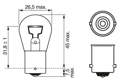 BOSCH 1 987 302 501 Číslo výrobce: P21W. EAN: 3165141239065.