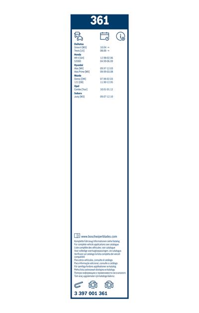 BOSCH 3 397 001 361 Číslo výrobce: 361. EAN: 3165141058925.