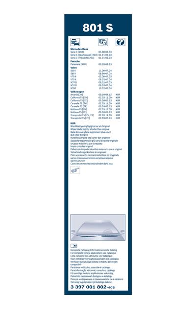 BOSCH 3 397 001 802 Číslo výrobce: 801 S. EAN: 3165143197233.