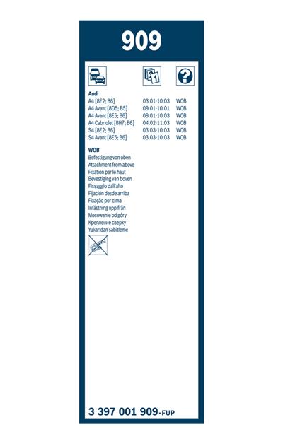 BOSCH 3 397 001 909 Číslo výrobce: 909. EAN: 3165143387207.