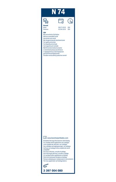 BOSCH 3 397 004 080 Číslo výrobce: N 74. EAN: 3165143329252.