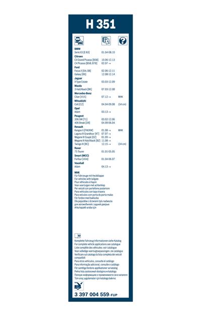 BOSCH 3 397 004 559 Číslo výrobce: H 351. EAN: 3165143604755.
