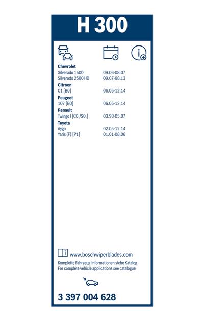 BOSCH 3 397 004 628 Číslo výrobce: H 300. EAN: 3165143609224.