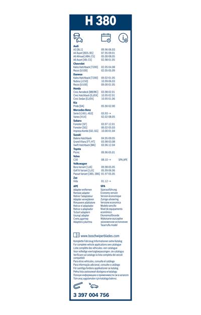 BOSCH 3 397 004 756 Číslo výrobce: H 380.