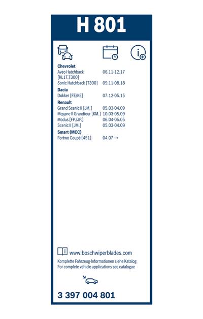 BOSCH 3 397 004 801 Číslo výrobce: H 801. EAN: 4047023136701.