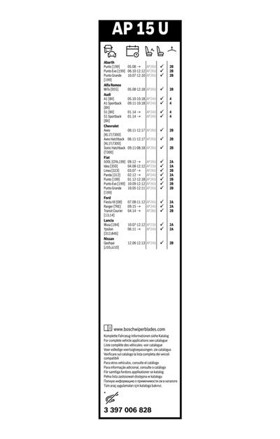 BOSCH 3 397 006 828 Číslo výrobce: AP 15 U. EAN: 4047025120487.