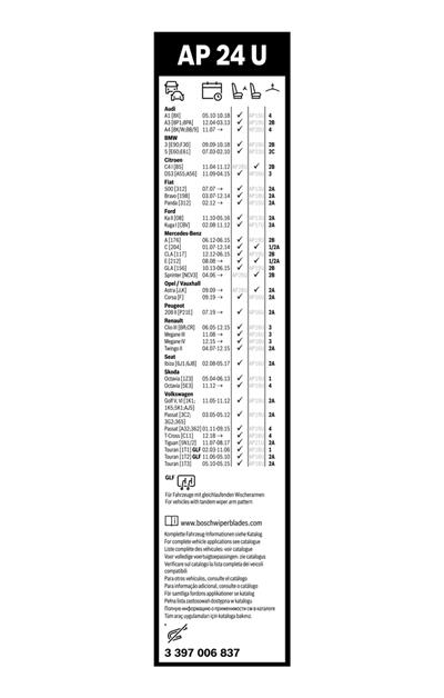 BOSCH 3 397 006 837 Číslo výrobce: AP 24 U. EAN: 4047025120623.