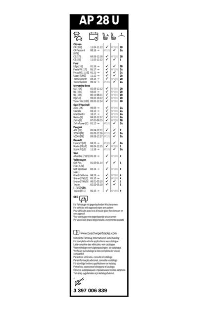 BOSCH 3 397 006 839 Číslo výrobce: AP 28 U. EAN: 4047025120647.