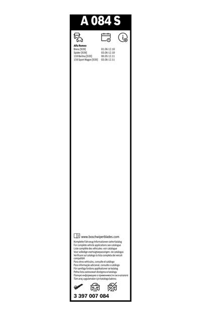 BOSCH 3 397 007 084 Číslo výrobce: A 084 S. EAN: 4047023031778.