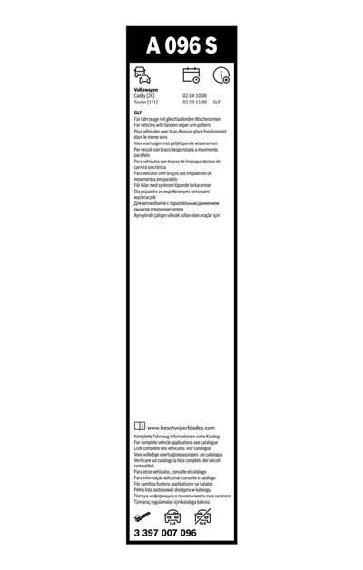 BOSCH 3 397 007 096 Číslo výrobce: A 096 S. EAN: 4047023049964.