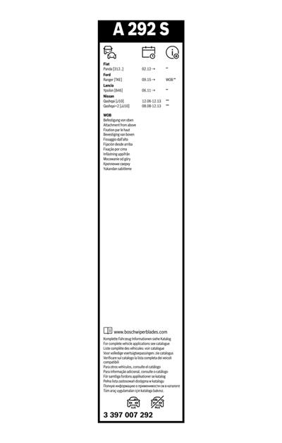 BOSCH 3 397 007 292 Číslo výrobce: A 292 S. EAN: 4047024312487.