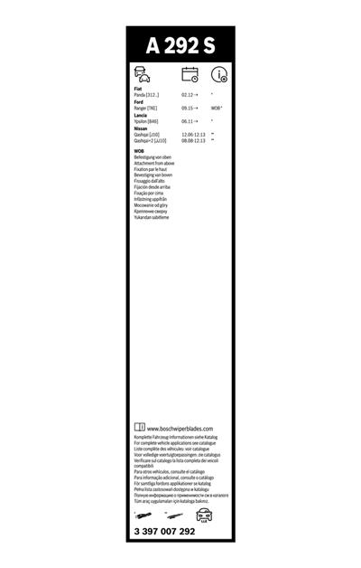 BOSCH 3 397 007 292 Číslo výrobce: A 292 S. EAN: 4047024312487.