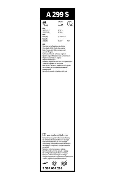 BOSCH 3 397 007 299 Číslo výrobce: A 299 S. EAN: 4047024348714.