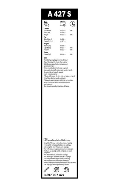 BOSCH 3 397 007 427 Číslo výrobce: A 427 S. EAN: 4047024374874.