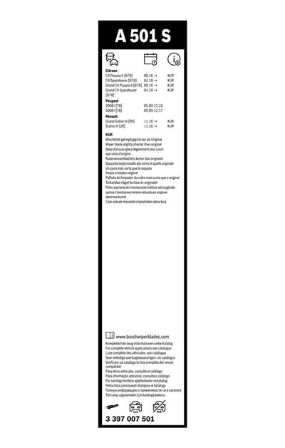 BOSCH 3 397 007 501 Číslo výrobce: A 501 S. EAN: 4047024478442.