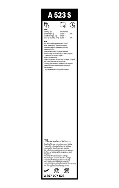 BOSCH 3 397 007 523 Číslo výrobce: A 523 S. EAN: 4047024637252.