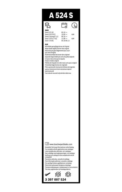 BOSCH 3 397 007 524 Číslo výrobce: A 524 S. EAN: 4047024637269.