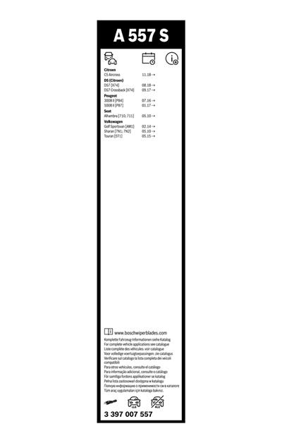 BOSCH 3 397 007 557 Číslo výrobce: A 557 S. EAN: 4047024772007.